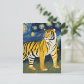 Carte Postale Un tigre dans la nuit étoilée (Debout devant)