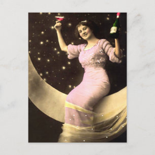 Carte Postale Un toast au champagne sur la Lune