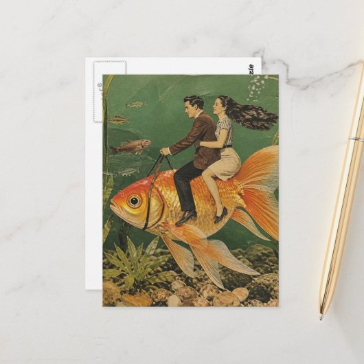 Carte Postale Un tour sur notre poisson rouge géant (Devant/Arrière en situation)
