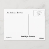 Carte postale ~ Un tracteur antique le jour d'été (Dos)