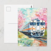 Carte Postale Un train au printemps (Devant / Derrière)