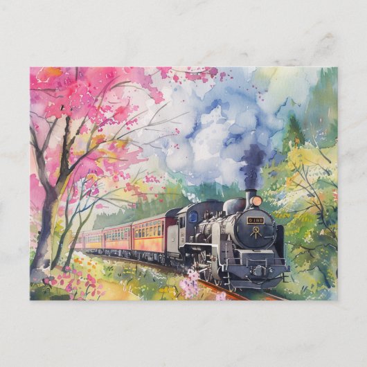 Carte Postale Un train au printemps (Devant)