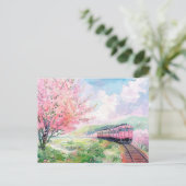 Carte Postale Un train au printemps (Debout devant)