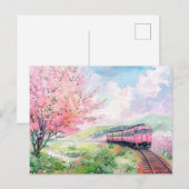 Carte Postale Un train au printemps (Devant / Derrière)