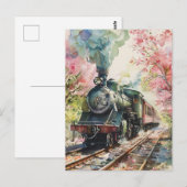 Carte Postale Un train au printemps (Devant / Derrière)