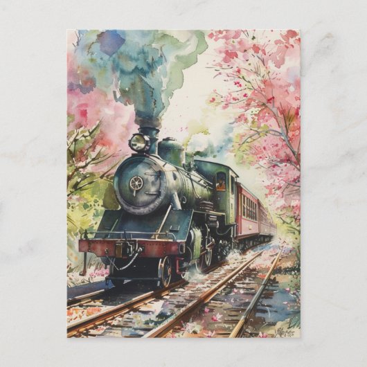 Carte Postale Un train au printemps (Devant)