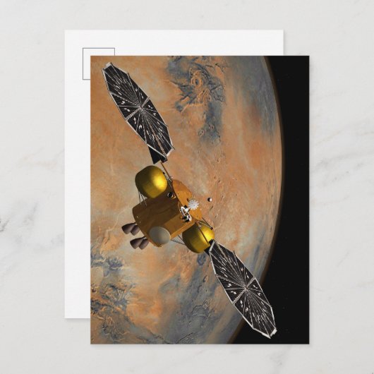 Carte Postale Un vaisseau Spacecraft Orbitant Mars. (Devant / Derrière)