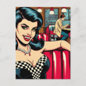Carte Postale Un Vampire au diner rétro (Devant)