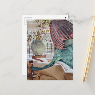 Carte Postale Un vase de collage surréaliste amusant sur sa tête