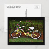 Carte Postale Un vélo jaune recouvert de fleurs - dos drôle (Devant / Derrière)