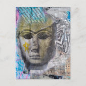 Carte Postale Un visage de pierre Collage de médias mixtes abstr (Devant)