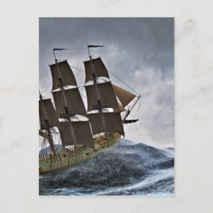 Carte Postale Un voilier Corvette dans une tempête