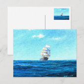 Carte Postale Un voilier en mer (Devant / Derrière)