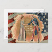 Carte Postale Uncle Sam Lady Liberty US Drapeau (Devant / Derrière)