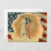 Carte Postale Uncle Sam Lady Liberty US Drapeau (Devant / Derrière)