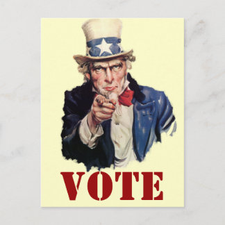Carte Postale Uncle Sam Patriotic VOTE Designs