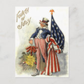 Carte Postale Uncle Sam US Drapeau Fireworks (Devant)