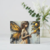 Carte Postale Une adorable fée cueillant des citrons (Debout devant)