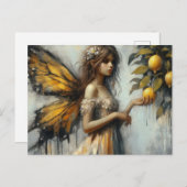 Carte Postale Une adorable fée cueillant des citrons (Devant / Derrière)