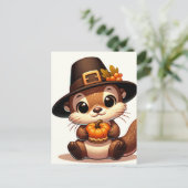 Carte Postale Une adorable loutre de Thanksgiving (Debout devant)