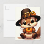 Carte Postale Une adorable loutre de Thanksgiving (Devant / Derrière)