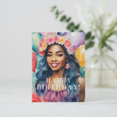 Carte Postale Une Africaine Colorée Joyeux Ballons d'anniversair (Debout devant)