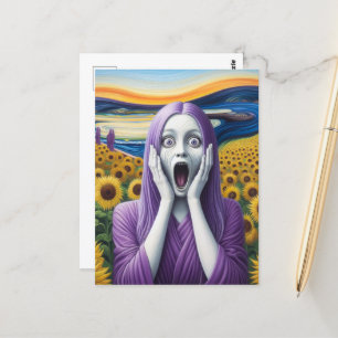 Carte Postale Une Alien violette hurle des tournesols