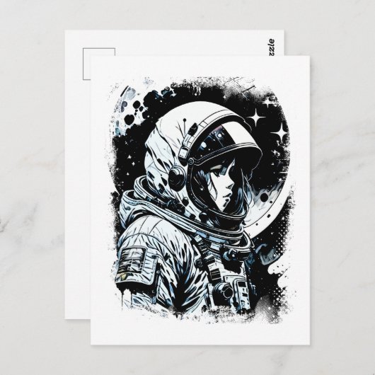 Carte Postale Une astronaute dans l'espace Science-fiction Abstr (Devant / Derrière)