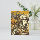 Carte Postale Une astronaute féminine et un poisson rouge (Debout devant)