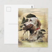 Carte Postale Une bécasse avec le setter anglais (Devant / Derrière)
