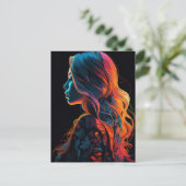 Carte Postale Une belle femme en chemise fleurie (Debout devant)