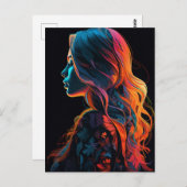 Carte Postale Une belle femme en chemise fleurie (Devant / Derrière)