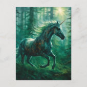 Carte Postale Une belle licorne dans une forêt (Devant)