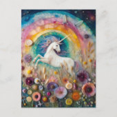 Carte Postale Une belle licorne en Fleur sauvage (Devant)