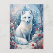 Carte Postale Une belle Renard blanche en hiver (Devant)