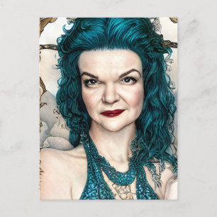 Carte Postale Une Belle Sirène De Cheveux Turquoise