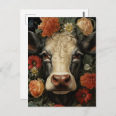 Carte Postale Une belle vache aux fleurs (Devant / Derrière)