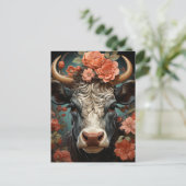 Carte Postale Une belle vache aux fleurs (Debout devant)