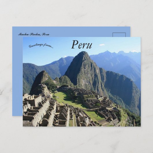 Carte Postale Une belle vue de Machu Picchu Pérou (Devant / Derrière)