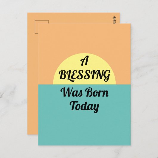 Carte Postale Une BÉNÉDICTION Est Née Aujourd'Hui Anniversaire R (Devant / Derrière)