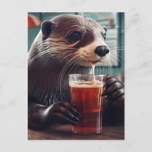Carte Postale Une bière dans un café (Devant)