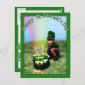 Carte Postale Une bière Pot O' au fond de l'arc-en-ciel ! (Devant / Derrière)