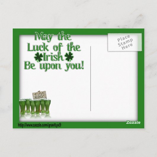 Carte Postale Une bière Pot O' au fond de l'arc-en-ciel ! (Dos)