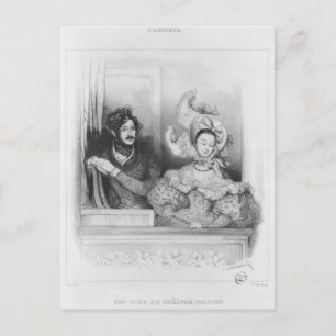 Carte Postale Une boîte au théâtre Italien, gravée par Frey