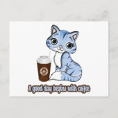 Carte Postale Une bonne journée commence avec du café | Les chat (Devant)