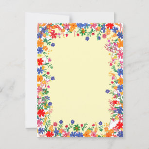 Carte Postale Une bordure florale vive et colorée