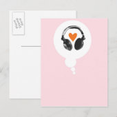 Carte Postale Une bulle de pensée avec coeur et casque (Devant / Derrière)