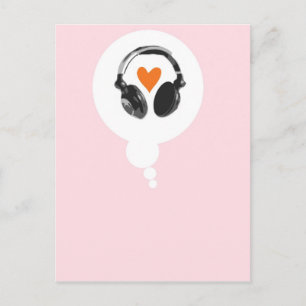 Carte Postale Une bulle de pensée avec coeur et casque
