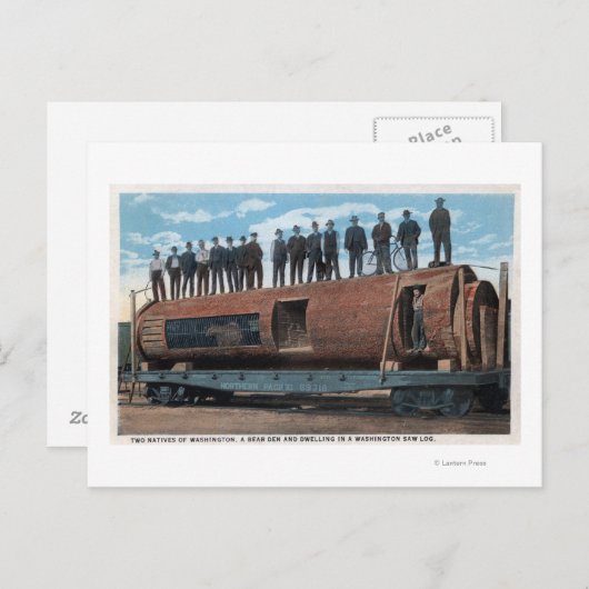 Carte Postale Une cage d'ours et l'habitation dans un immense jo (Devant / Derrière)