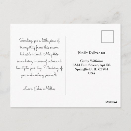 Carte Postale Une charmante vue sur le lac (Dos)